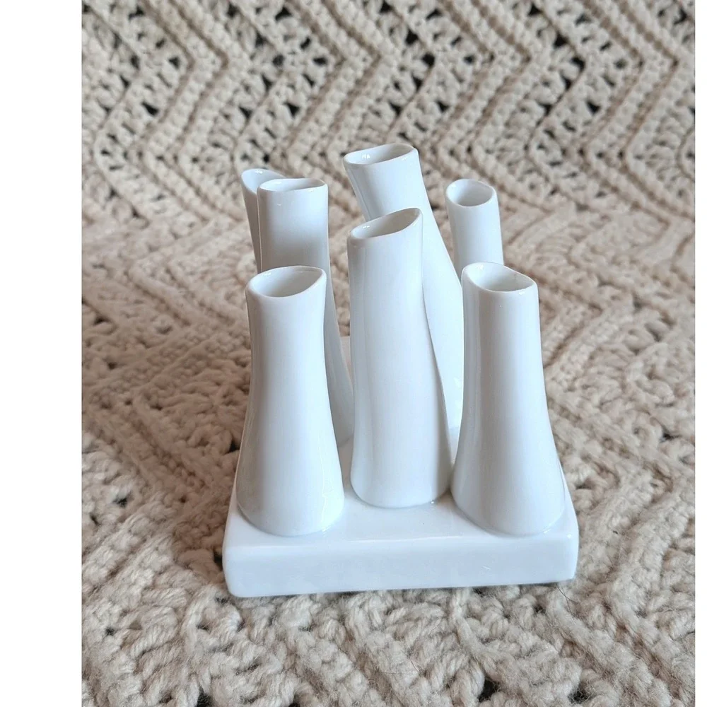 SIA Home Fashion White Ceramic Multi Stem Bud Vase Spiragoya 705204 Modern Decor
